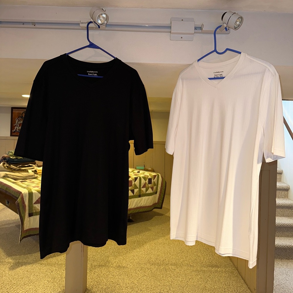 NWOT - Lot of 2, Croft & Barrow, Men’s Tall, Ribbed V-Neck T-Shits (XLT)